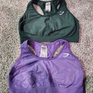 Gymshark Sports Bra Set Of 2- Purple and Dark Green
